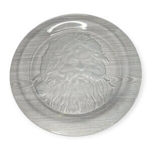 NWT The Toscany Collection Pressed Glass Santa Round Platter 13 1/2" Diameter